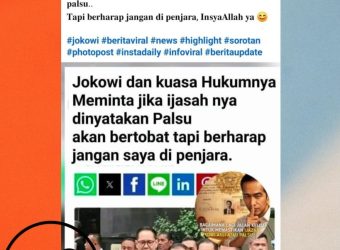 Jokowi akan bertobat jika ijazahnya dinyatakan palsu… Tapi berharap jangan dipenjara, InsyaAllah, ya…