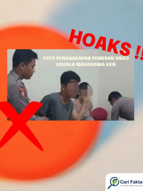 Beredar di media sosial sebuah foto yang diklaim menunjukkan penangkapan pemeran video asusila yang