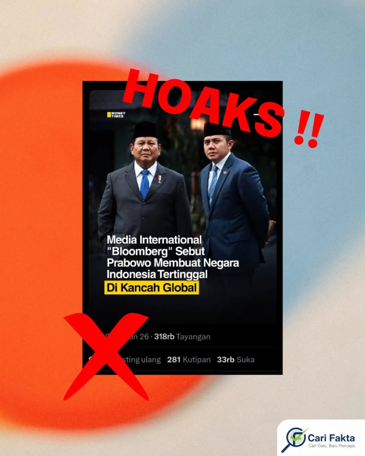 Hoaks: Bloomberg Sebut Presiden Prabowo Buat Indonesia Tertinggal