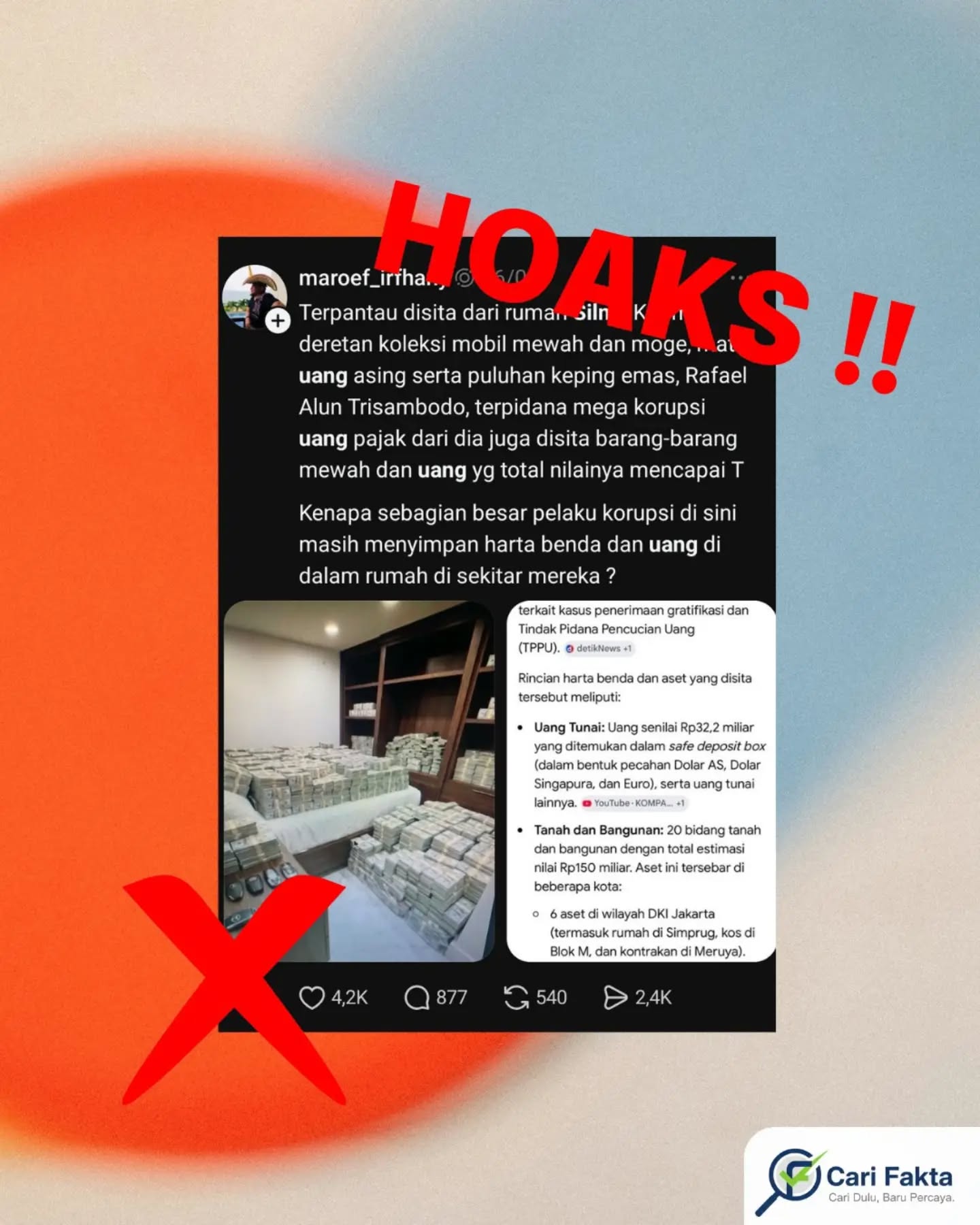 Hoaks: Foto Tumpukan Uang Valas yang Beredar Hasil Sitaan KPK di Rumah Silmy Karim