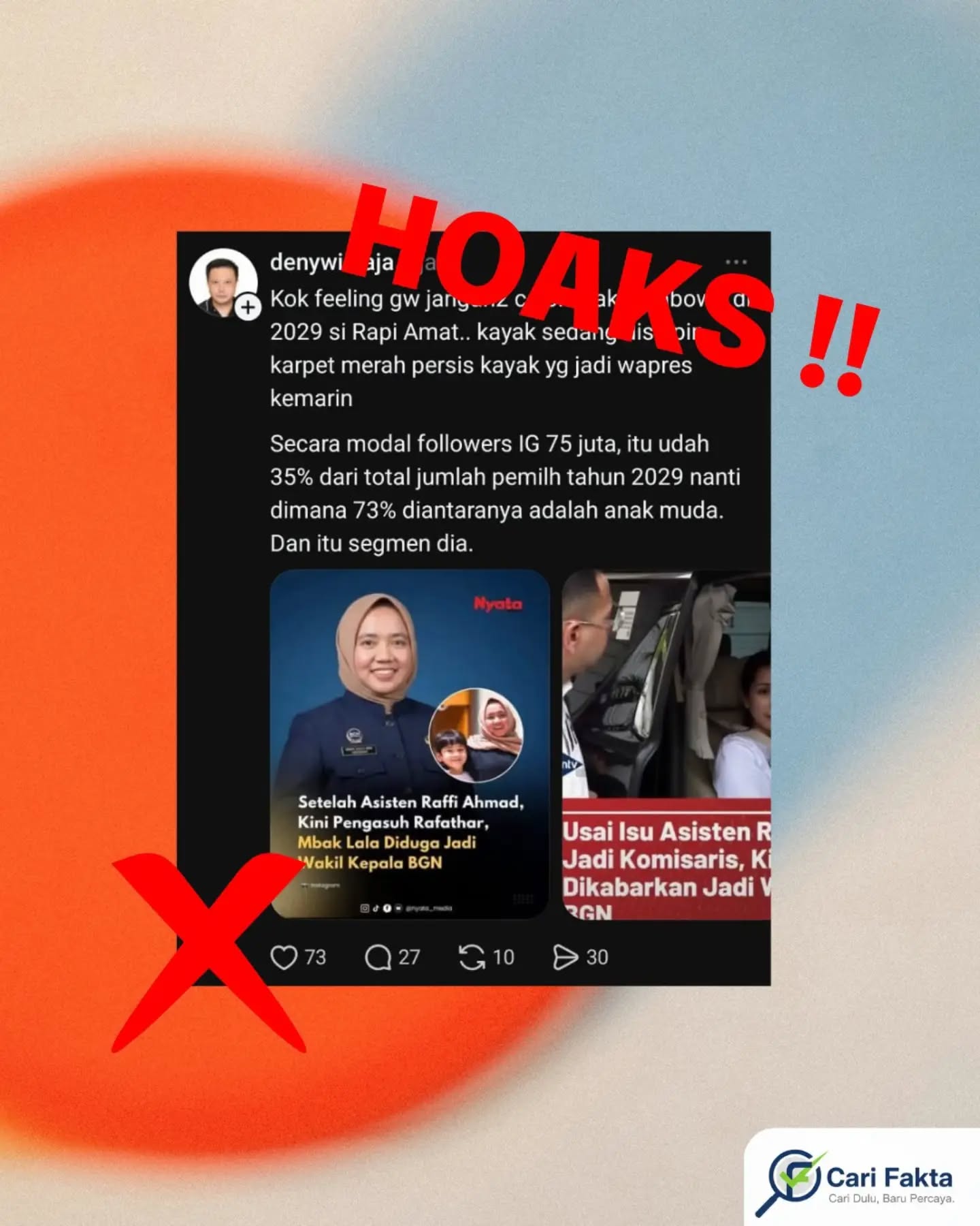 HOAKS: Isu “Mbak Lala” Disebut Jadi Wakil Kepala BGN