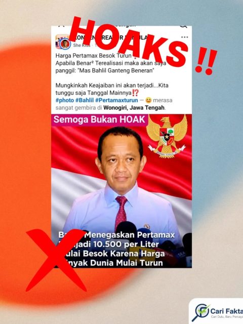 Klaim Pertamax Turun Jadi Rp10.500/Liter Mulai Besok Tidak Benar
