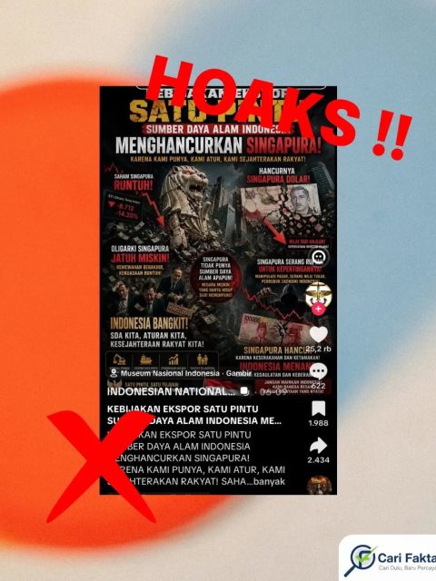 HOAKS: Kebijakan Ekspor Satu Pintu Indonesia untuk Menghancurkan Singapura