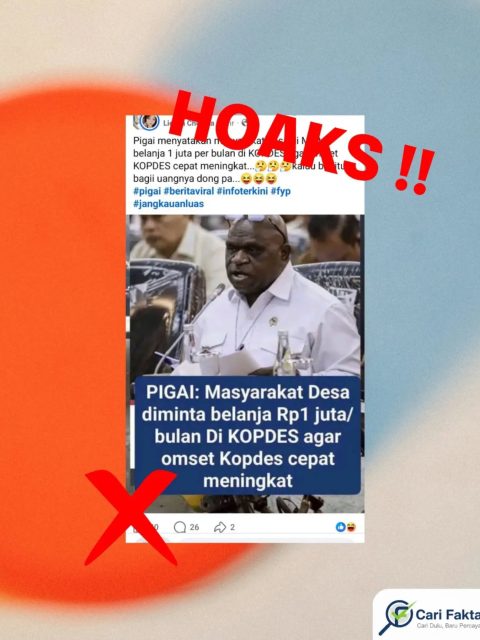 Hoaks: Pigai Minta Warga Desa Belanja Rp1 Juta per Bulan di Kopdes Tidak Benar