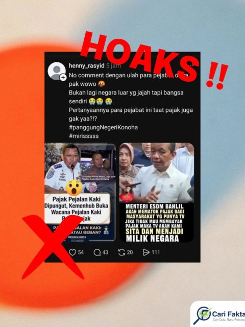 HOAKS: Isu Pajak Pejalan Kaki & TV Disita Jika Tak Bayar Pajak Menyesatkan Publik