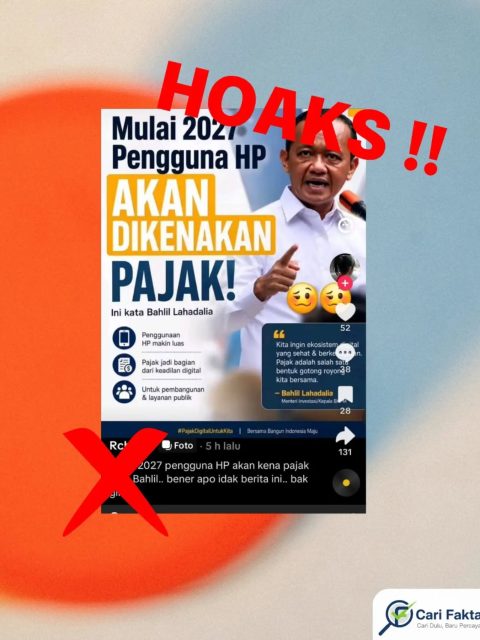 Klaim Mulai 2027 Pengguna HP Akan Dikenakan Pajak Dipastikan HOAKS