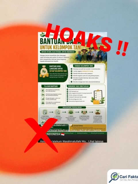 Program “Bantuan Dana untuk Kelompok Tani Indonesia” yang Beredar di Facebook adalah Hoaks
