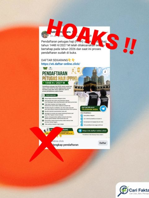 Pendaftaran Petugas Haji (PPIH) 2027 Melalui Link di Facebook Hoaks