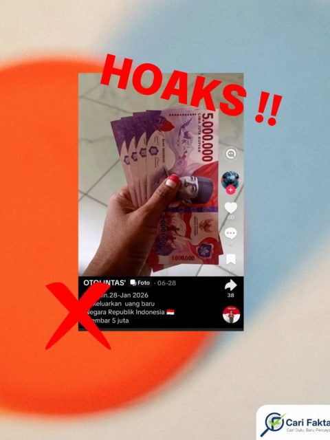 HOAKS: Klaim Uang Pecahan Rp5 Juta Resmi Dikeluarkan Indonesia