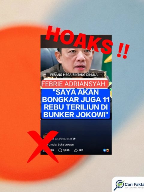 HOAKS: Klaim Febrie Adriansyah Akan Bongkar Bunker Rp11.000 Triliun Jokowi