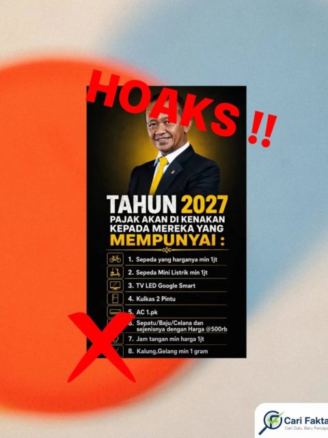 HOAKS: Tahun 2027 Pemilik Sepeda, TV, Kulkas, AC hingga Perhiasan Akan Dikenai Pajak