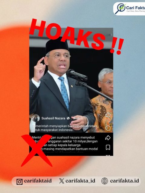 HOAKS: Menkeu Suahasil Nazara Disebut Siapkan Bantuan Modal Rp10 Miliar untuk Setiap Kepala Keluarga