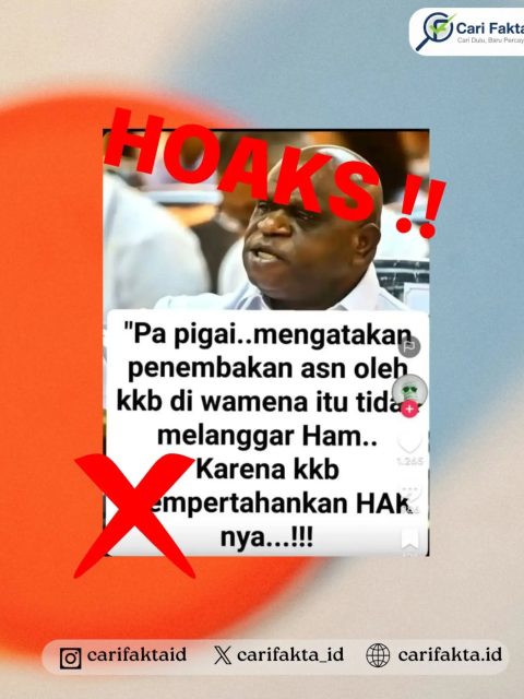 HOAKS: Natalius Pigai Sebut Penembakan ASN oleh KKB di Wamena Tidak Melanggar HAM