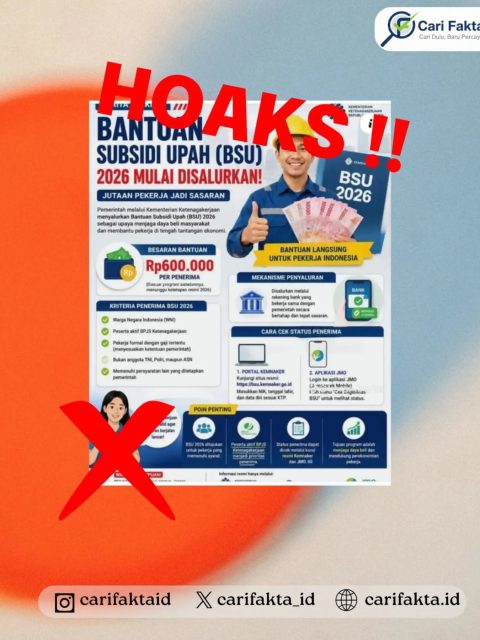 HOAKS: BSU 2026 Rp600 Ribu Diklaim Mulai Disalurkan kepada Pekerja