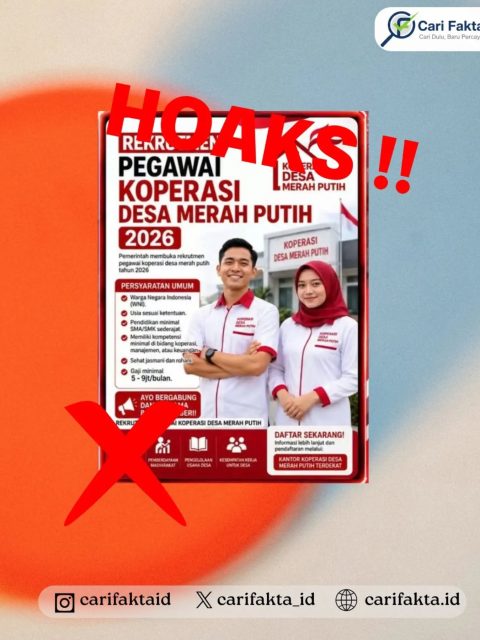 HOAKS: Rekrutmen Pegawai Koperasi Desa Merah Putih 2026 dengan Gaji Rp5–9 Juta