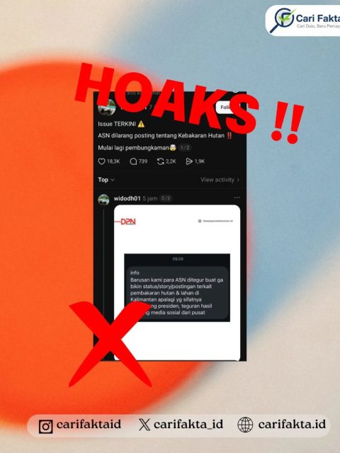 Tidak Benar ASN Dilarang Mengunggah Informasi tentang Kebakaran Hutan dan Lahan di Kalimantan